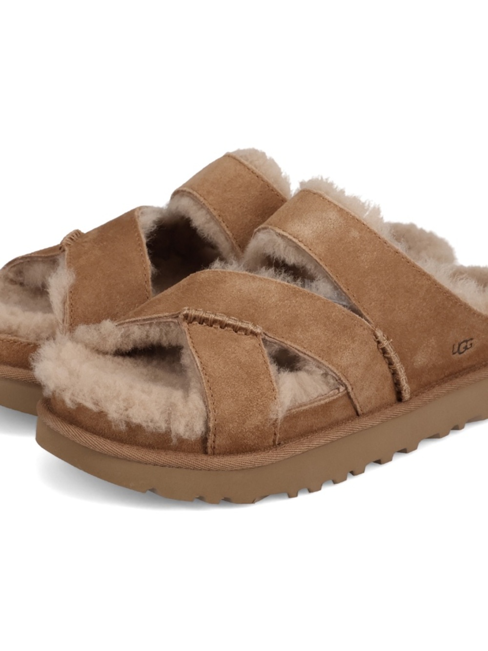 ☮️ 🚎 UGG Chestnut GREENPORT cross strap slide NWT 🌼